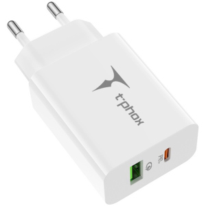 Зарядний пристрій T-phox Speedy 20W 2Ports Type-C+USB Charger White (Speedy 20W PD+USB) ТОП в Житомирі