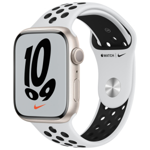 Смарт-годинник Apple Watch Series 7 Nike GPS 45mm Starlight Aluminium Case with Pure Platinum/Black Nike Sport Band (MKNA3UL/A) краща модель в Житомирі