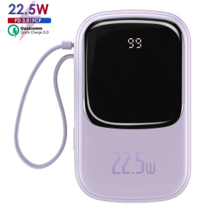 хорошая модель Павербанк Baseus Q Pow 20000 mAh 22.5W Quick Charge + кабель Type-C для iPad/Samsung/Xiaomi/Huawei/iPhone purple