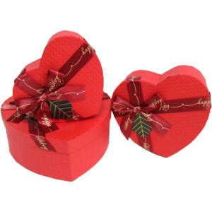 Набор подарочных коробок Ufo Red Heart картонных 3 шт Красных (51351-051 Набор 3 шт RED HEART с) ТОП в Житомире