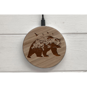 купить Быстрая беспроводная деревянная зарядка SkinWood White Fast Charge bear 2