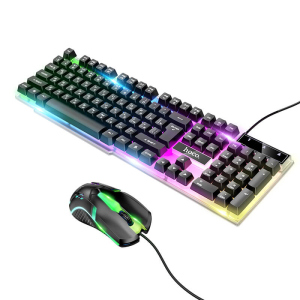 Комплект игровой набор проводной Gaming Combo 2-in1 HOCO Terrific glowing RGB GM11 (Keyboard RU/ENG раскладка/Mouse, Waterproof) Black (339690) рейтинг