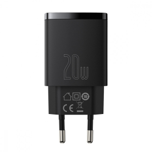 СЗУ Baseus Compact Quick Charger 20W QC+ PD (1Type-C + 1USB) black в Житомире