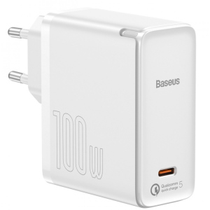 хороша модель Мережевий зарядний пристрій Baseus GaN2 Fast Charger 1C 100W, білий