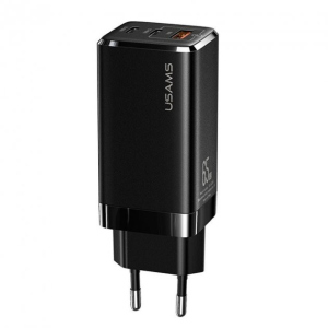 хорошая модель Блок питания Usams 65W GaN Quick Charger |2xType-С+USB| black