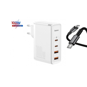 Зарядний пристрій Baseus GaN2 Pro Quick Charger 2C+2U 100W + кабель type-c 100w