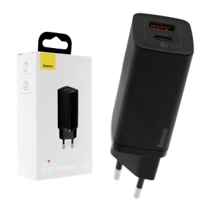 Зарядний пристрій Baseus GaN2 Lite Quick Charger (CCGAN2L-B01), 65W, Type-C, USB, Black надійний