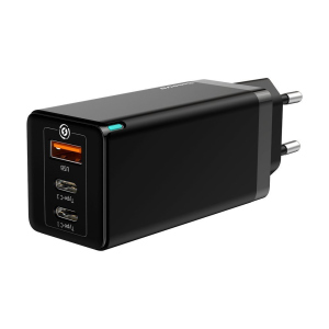 Зарядное устройство Baseus GaN Quick Travel Charger 65W USB-A/2xUSB-C Black (CCGAN-B01) лучшая модель в Житомире