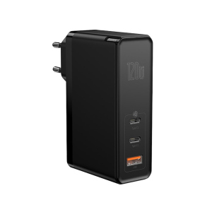 Зарядное устройство Baseus GaN Mini Quick Charger 120W USB-A/2xUSB-C with USB-C to USB-C Cable 1m Black (CCGAN-J01) лучшая модель в Житомире