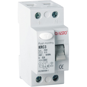 Диференціальне реле ONESTO 1п+N 40А RCD 30mA тип AC (KRC3) (6990150200310) краща модель в Житомирі