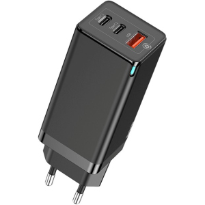 ​Быстрое сетевое зарядное устройство Baseus GaN Mini Quick Travel Charger 65W 2 Type-C + USB Type A PD 3.0 QC4.0 CCGAN-B01 black лучшая модель в Житомире