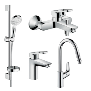 Набор смесителей для ванны HANSGROHE Logis Loop 71151000+71244000+26553400+31815000 с кухонным смесителем ТОП в Житомире