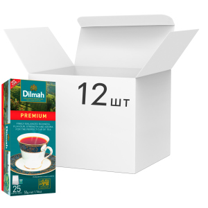 Упаковка чаю Dilmah чорного Преміум 12 пачок по 25 пакетиків (49312631142370)