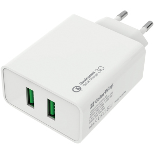 Сетевое зарядное устройство ColorWay 2 USB Quick Charge 3.0 (36W) White (CW-CHS017Q-WT) надежный