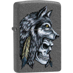 Запальничка Zippo 211 Wolf Skull Feather Design Сіра (Zippo 29863) краща модель в Житомирі