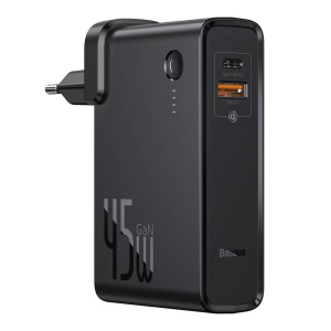 Мережевий зарядний пристрій Baseus Power Station（GaN）2 in1 Q.C. Power bank & Charger C+U 10000mAh 45W Black (PPNLD-C01) ТОП в Житомире