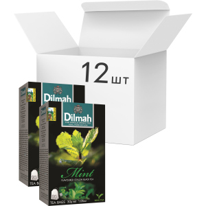 Упаковка чаю чорного пакетованого Dilmah М'ята 12 шт по 20 пакетиків (19312631142171)