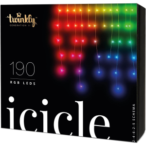 Світлодіодна Smart LED гірлянда Twinkly Icicle RGB 190, BT+WiFi, Gen II, кабель IP44 прозорий (TWI190STP-TEU) ТОП в Житомирі