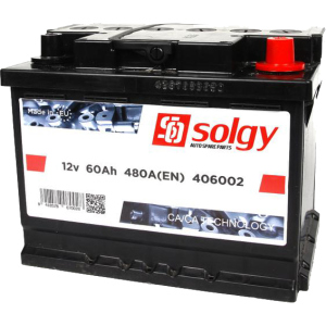 Автомобільний акумулятор Solgy 60Ah/480A (242x175x190/+R) (406002) надійний