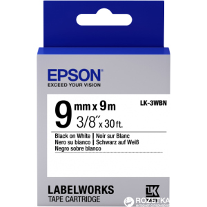 Картридж зі стрічкою Epson LabelWorks LK3WBN 9 мм/9 м Black/White (C53S653003) в Житомирі
