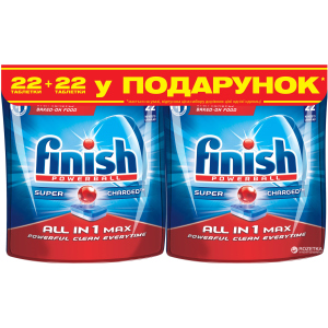 Таблетки для посудомийних машин FINISH Powerball All in 1 Max 22 + 22 шт (4820108003743) рейтинг