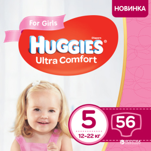 Підгузки Huggies Ultra Comfort 5 Mega для дівчаток 56 шт (5029053543642) в Житомирі