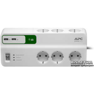 Мережевий фільтр APC Essential SurgeArrest 6 outlets + 2 USB (PM6U-RS) ТОП в Житомирі