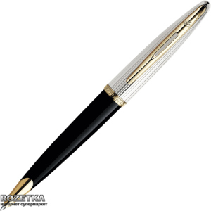 Ручка кулькова Waterman Carene Deluxe Black/Silver BP Синя Чорний корпус (21 200)