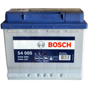 Автомобильный аккумулятор Bosch 60Аh Ев (-/+) S4005 (540EN) (0 092 S40 050) надежный