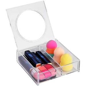 хороша модель Органайзер для косметики та аксесуарів Cosmetic Storage Box акриловий з дзеркалом 3 комірки (2000992390729)