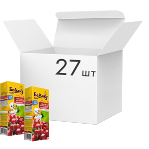 Упаковка соку Беллакт Яблучно-вишневий 200 мл х 27 шт (4814716000731) в Житомирі