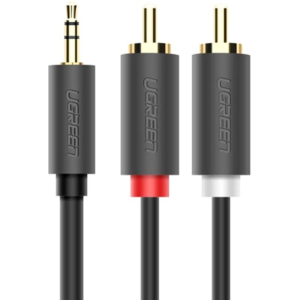 Інсертний кабель Ugreen AV102 3.5 мм to 2RCA Audio Cable 1 м Gray (904019621) краща модель в Житомирі