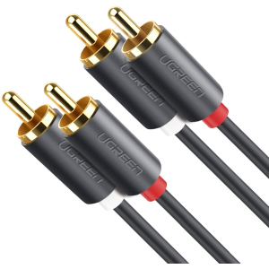 Інсертний кабель Ugreen AV104 2RCA to 2RCA Audio Cable 1 м Black (90401971) краща модель в Житомирі