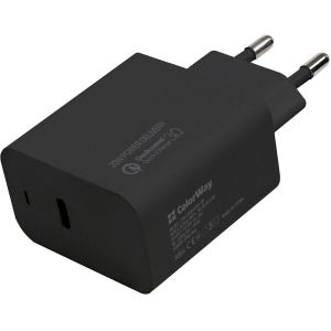 Сетевое зарядное устройство ColorWay Power Delivery Port USB Type-C (20W) Black (CW-CHS023PD-BK) надежный