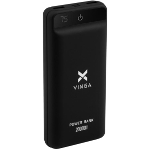 УМБ Vinga QC3.0 Display Soft Touch 20000 mAh Black