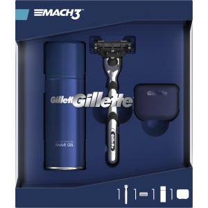 Подарунковий набір для чоловіків Gillette Бритва з 1 змінною касетою Mach 3 + Гель Fusion Ultra Sensitive 75 мл + Дорожній чохол (7702018508624) ТОП в Житомирі