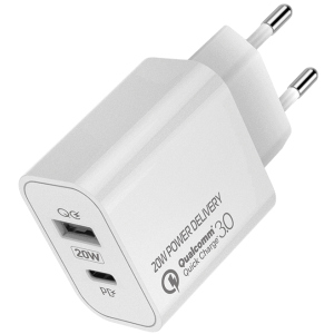 купить Сетевое зарядное устройство СolorWay (Type-C PD + USB QC3.0) (20W) V2 White (CW-CHS025QPD-WT)