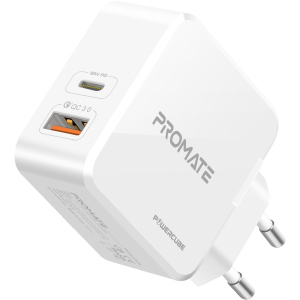 Зарядний пристрій Promate PowerCube 36 Вт Type-C PD + USB QC 3.0 White (powercube.white) рейтинг