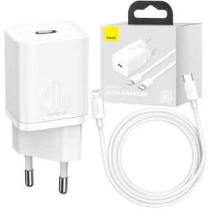 Зарядное устройство Baseus 20W Quick Charge для iOS/Android с кабелем Lightning|Type-C 1m лучшая модель в Житомире