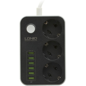 Мережевий фільтр-подовжувач LDNIO SE3631 3 розетки/6 USB 1.6 м Black/White (SE3631) рейтинг