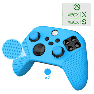 Силиконовый, защитный синий чехол-кейс DOBE для геймпада Microsoft Wireless Controller консоли Xbox Series S | X, две накладки на стики (thumb grips) лучшая модель в Житомире