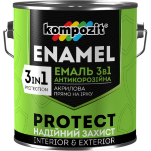 Эмаль антикоррозионная Kompozit 3 в 1 Protect 0.75 л Серебряная (4820085742451) в Житомире