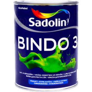 Краска Sadolin Bindo 3 - глубокоматовая латексная краска для стен и потолка, белая, BW, 1 л (5078161) ТОП в Житомире