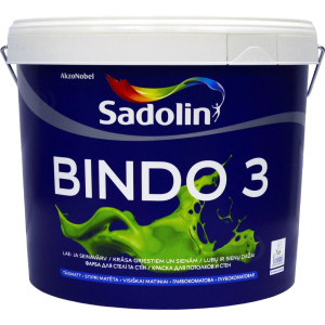 Краска Sadolin Bindo 3 - глубокоматовая латексная краска для стен и потолка, белая, BW, 10 л (5078158)