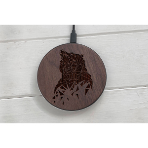 Быстрая беспроводная деревянная зарядка SkinWood Black Fast Charge bear