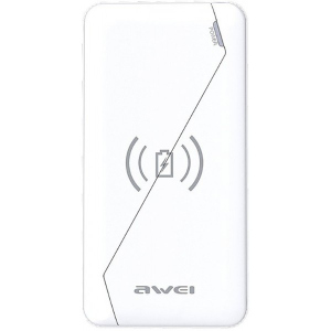 Портативна батарея 10000 mAh AWEI P59K Wireless Power Bank Li-Polimer White