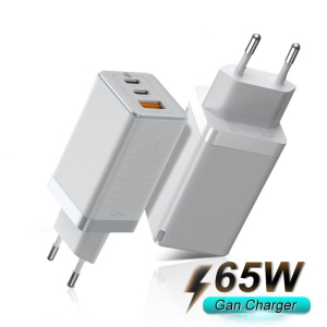 Зарядний пристрій Baseus GaN 2 PRO Quick Charger 65W (2 Type-С+USB) + кабель USB-C 100W для MacBook/iPad/iPhone/Android white надійний