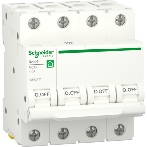 Автоматичний вимикач Schneider Electric RESI9 25 А, 4P, крива С, 6кА ТОП в Житомирі