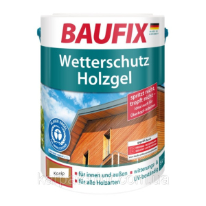 Гелева водорозчинна блакить для дерева BAUFIX Wetterschutz Holzgel (5 л) Палісандр ТОП в Житомирі