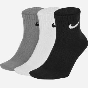 Шкарпетки Nike U Nk Everyday Ltwt Ankle 3Pr SX7677-901 46-50 (XL) 3 пари Чорний/Білий/Сірий (888407239182) рейтинг